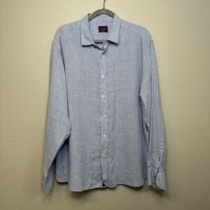 UNTUCKit Shirt Adult 2XL XXL Blue Linen Button Up Long Sleeve Casual Mens